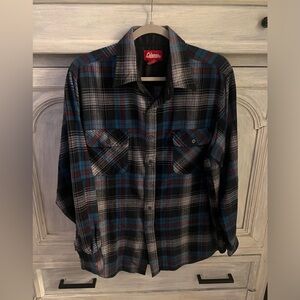 Men’s Coleman Blue & Black Plaid Flannel Button‎ Down Shirt Outdoor